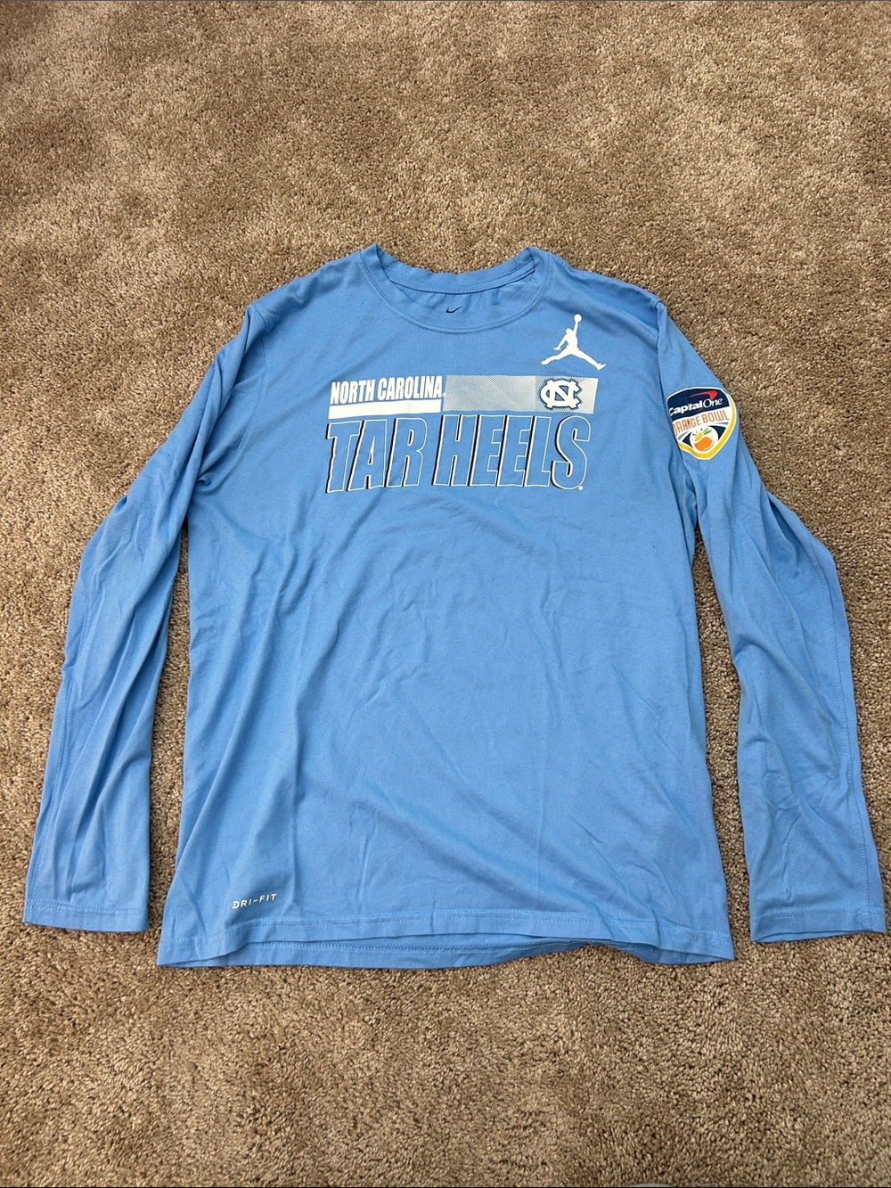 Jordan UNC Tar Heels Men’s L Carolina Blue Orange Bowl Long-Sleeve T-Shirt